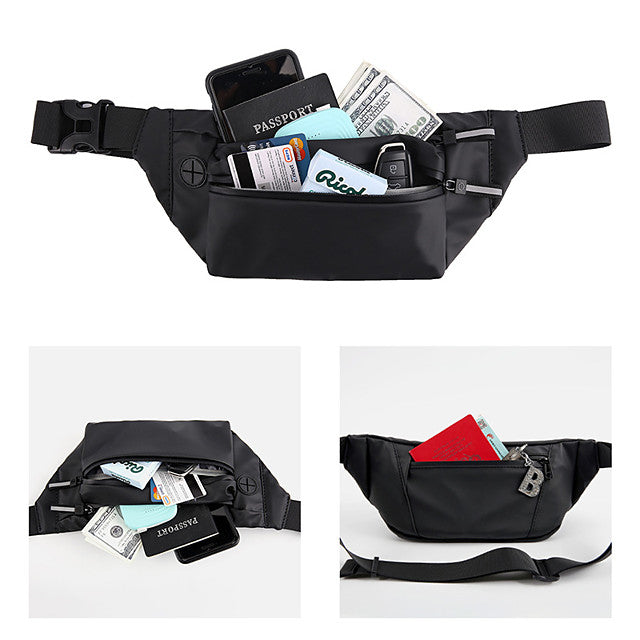 Running Belt Fanny Pack Belt Pouch / Belt Bag for Running Hiking Outdoor Exercise Traveling Sports Bag Reflective Adjustable Waterproof PU Men&#039;s Women&#039;s Running Bag Adults