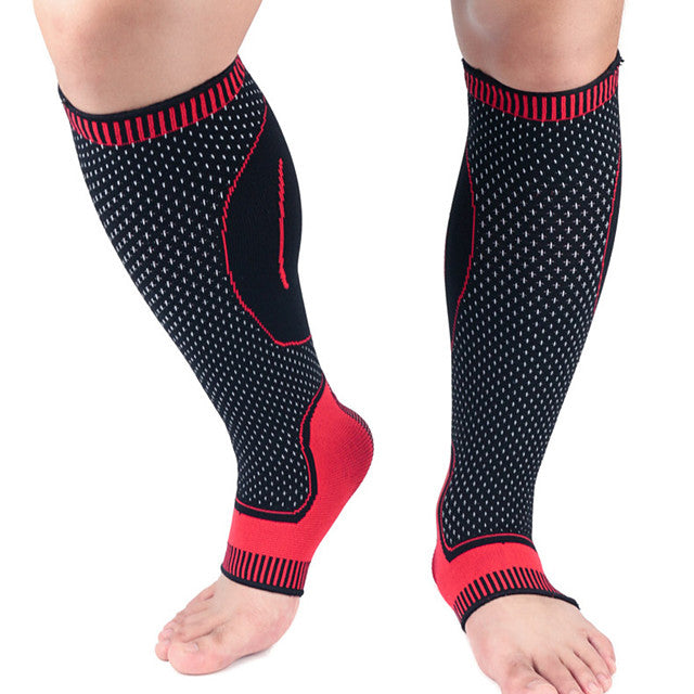 Leg Sleeves Calf Support Calf Compression Sleeves Sporty for Marathon Hiking Basketball Elastic Breathable Sweat-wicking Men&#039;s Women&#039;s Nylon 1 pc Sports Black / Red Black+Sliver Bule / Black