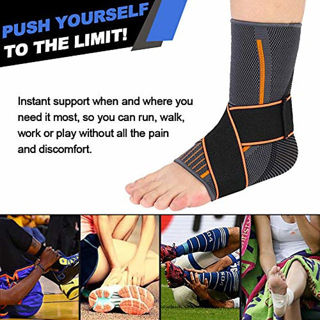 beister 1 pack ankle brace compression support sleeve with adjustable elastic strap for women and men  sprain plantar fasciitis foot socks for injury recovery  joint pain  achilles tendon  heel spurs