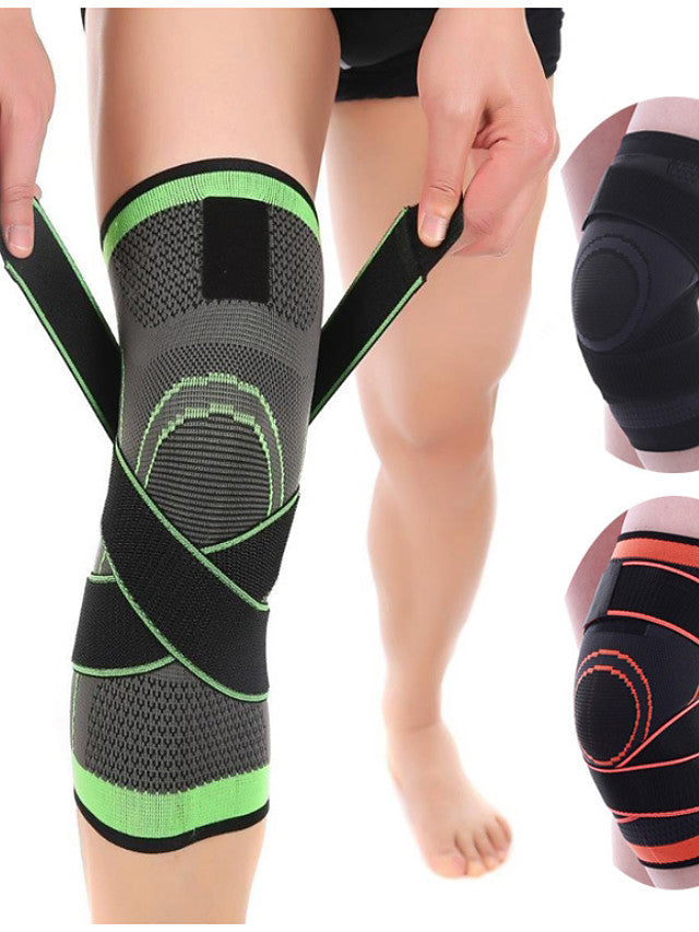 Knee Brace Knee Sleeve 3D Weaving for Fitness Gym Workout Basketball Antiskid Moisture Wicking Joint support Adjustable Men&#039;s Women&#039;s Silica Gel Nylon Lycra Spandex 1 pc Athletic Practice Black