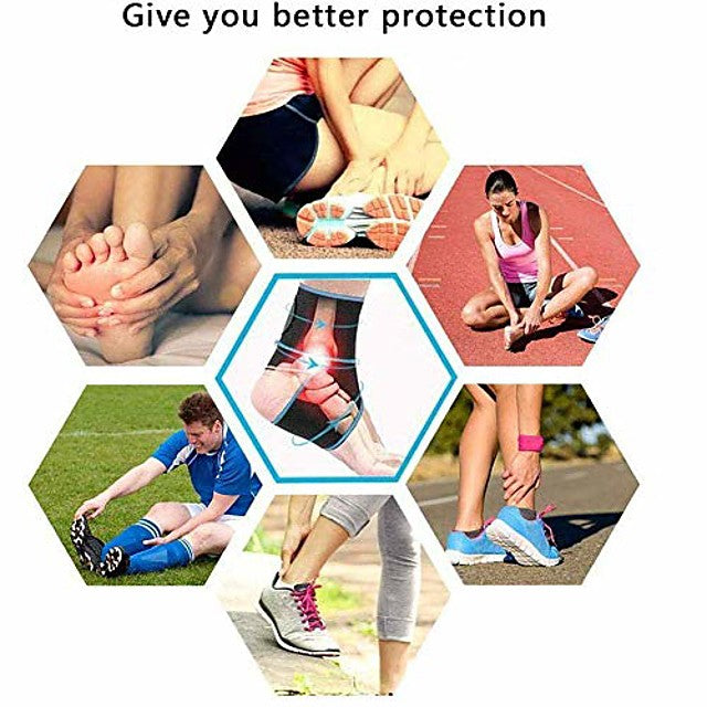 ankle brace kit  2 pack adjustable compression ankle braces for sports protection  achilles tendonitis  injury recovery  one size fits most for men &amp;amp; women (blue)