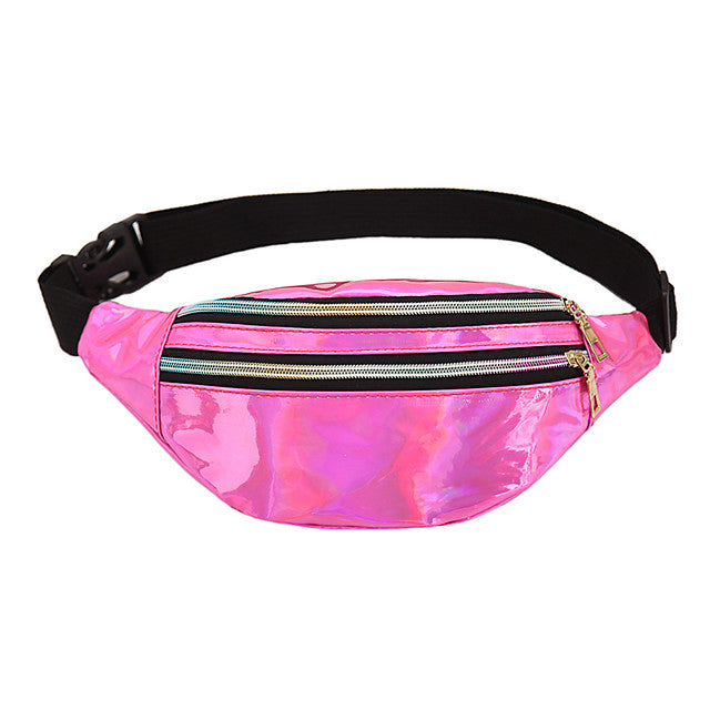 belt bag women belt bag metallic water-repellent bum bag 2 compartments shoulder bags girls shoulder bags mobile phone bag bag travel hiking pink