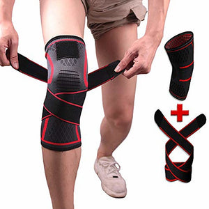 knee brace compression sleeve with strap for best support &amp;amp; pain relief for meniscus tear  arthritis  running  basketball  mcl  crossfit  jogging and post surgery recovery for men &amp;amp; women red