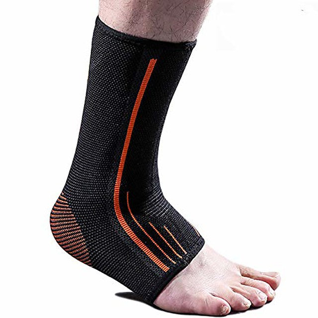 beister 1 pair ankle brace compression support sleeve for women and men  elastic sprain plantar fasciitis foot socks for injury recovery  joint pain  achilles tendon  heel spurs  black &amp;amp; orange