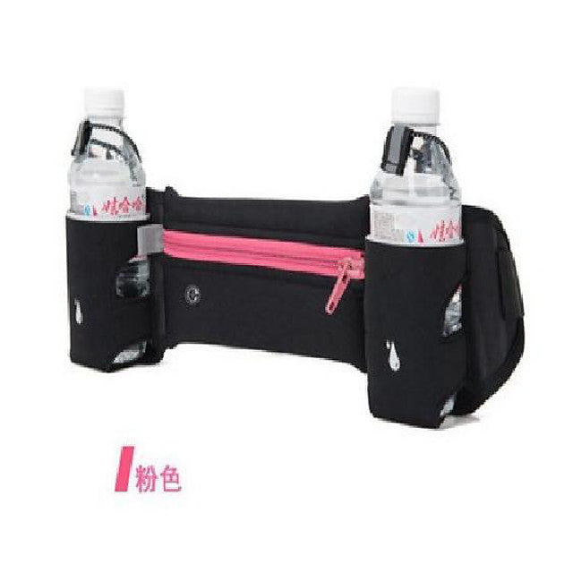 Running Belt with Water Bottle Holder for Runners Running Walking  Waterproof Waist Pack for Women Men with Adjustable Block Pink